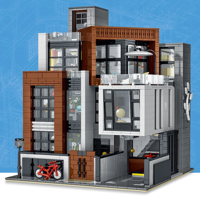 مجموعات مباني منزل الفيلات الحديثة عرض المدينة العمارة الكورية نمط وحدات المباني كتل التجمع أطقم منمذجة هدية 3433 قطعة