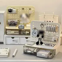 1 Pc Desktop Perforated Board Storage Box Stationery Sorting Rack Desk Office Cosmetics Storage Rack Pen Holder Storage Rack