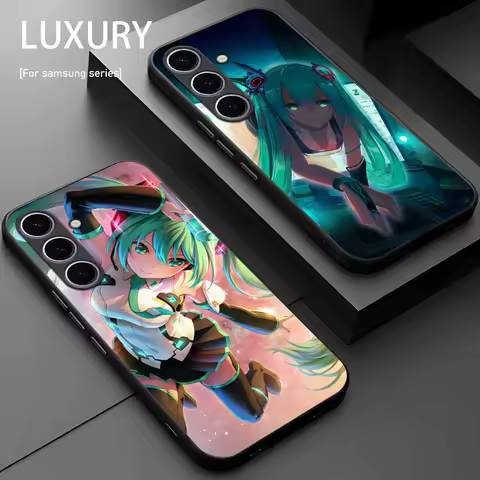 Cute H-HatsunES M-Miku singer Phone Case For Samsung Galaxy S25 S24 S23 S22 S21 S20 Plus Ultra Note20 Soft Black
