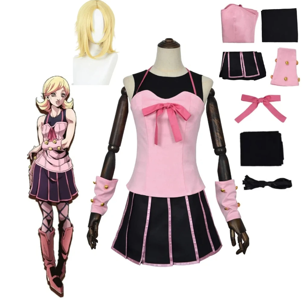 

Anime JoJo Bizarre Adventure Cosplay Set Wig Bow Sling Stockings Steel Ball Run Lucy Cos Dress Halloween Role Play Costumes