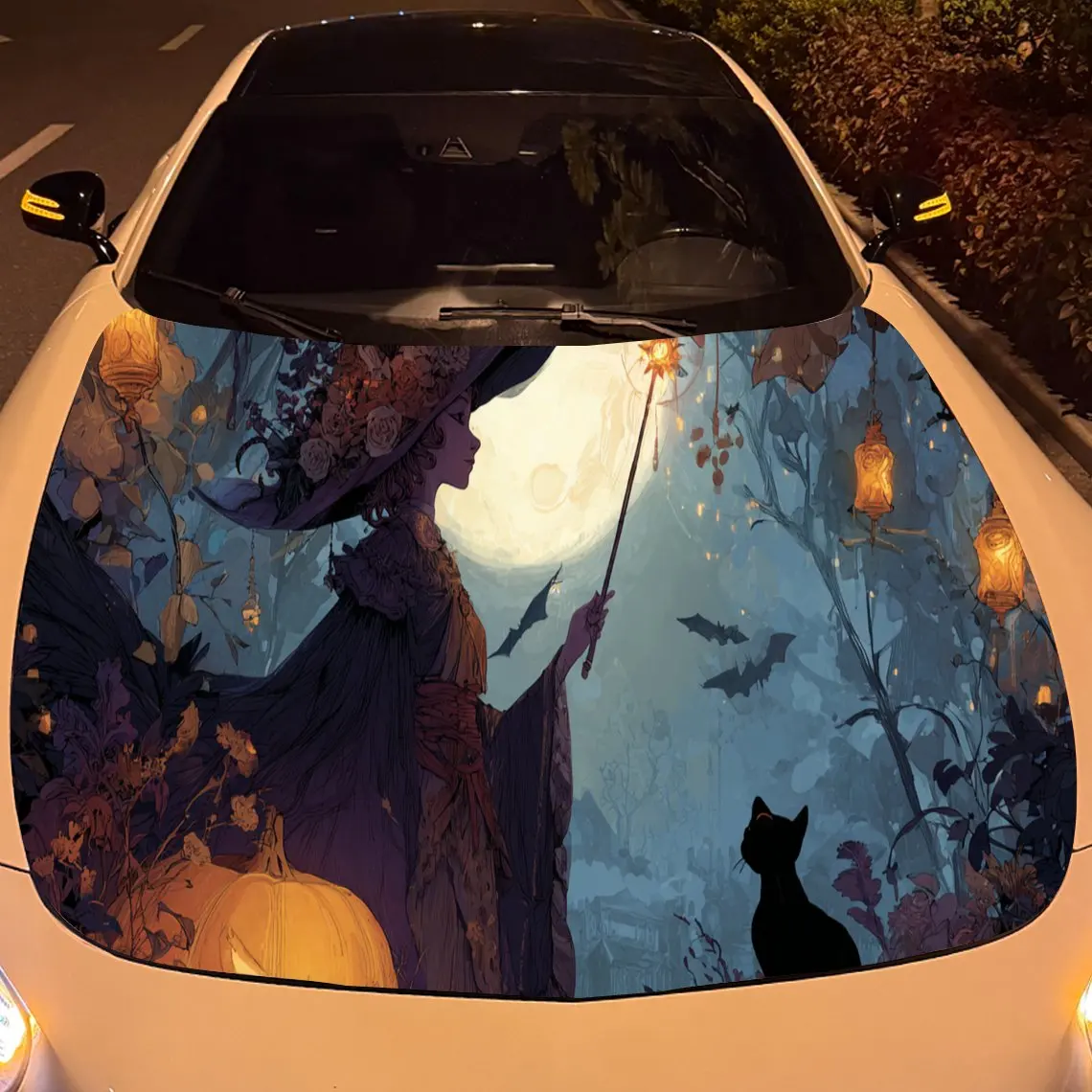 معالج رائع - ملصقات غطاء محرك السيارة للقطط - غلاف فينيل ذاتي اللصق ومقاوم للماء ومتين، يزين ويحمي سيارتك، مناسب لـ Fo #5