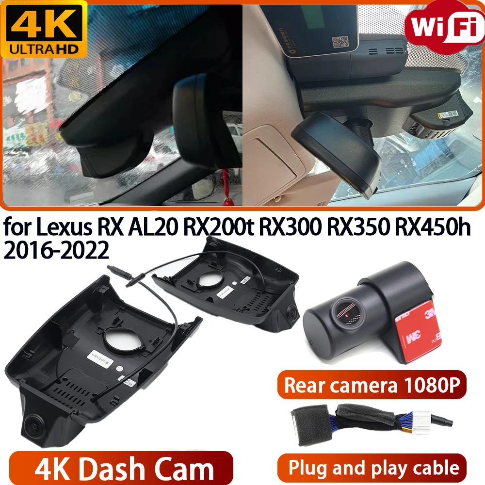 for Lexus RX AL20 RX200t RX300 RX350 RX450h 2016-2022 Video Recorder 4K Lens DVR Dash Cam Wifi OEM Camera 170° Wide Angle