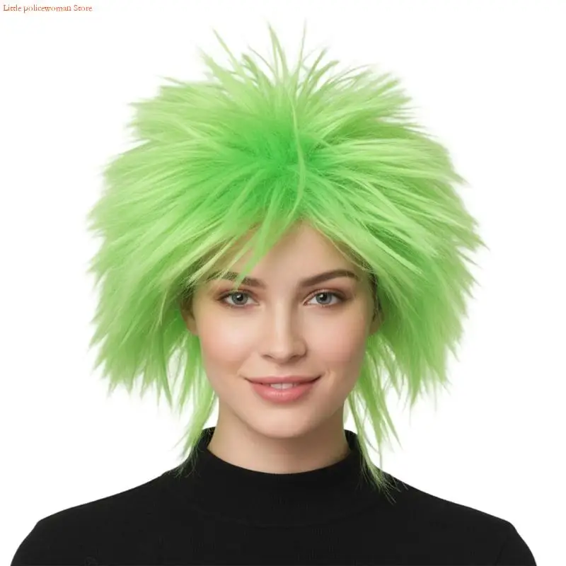 F92D 80s Themed Green Spikes Hairpiece Practical Easy Care Synthetic Fiber For Halloween Costume Enthusiasts