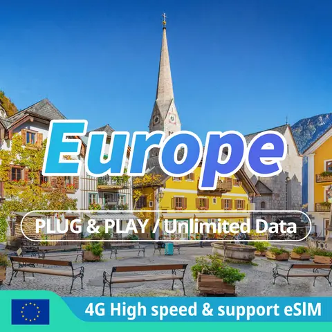 유럽 선불 SIM 카드, 4G eSIM 무제한 인터넷 SIM 카드, 여행 데이터 SIM 카드, 터키 영국 이탈리아 스페인 프랑스