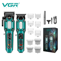 VGR V-600/V-900 Electric Hair Clipper Transparent Body Hair Trimmer LED Intelligent Digital Carving Electric Thruster Care Set