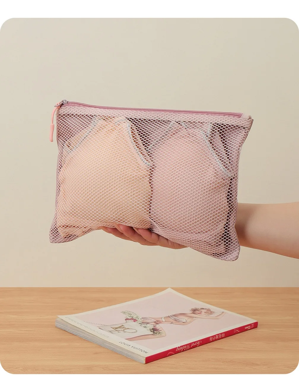 Mesh-Tech-Organizer-Tasche mit Doppelreißverschluss aus Polyester für Kabel, Ladegeräte, tragbare Reise-Make-up-Aufbewahrungstasche für den Heimgebrauch – Detail 7