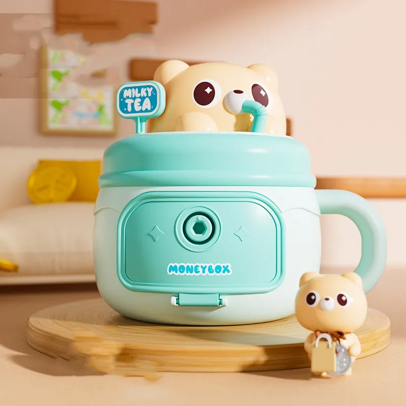 1pcs New Simulated Bear Water Cup Storage Tank Animal Design Savings Tank Portable Openable Money Storage Pot Children's Gifts