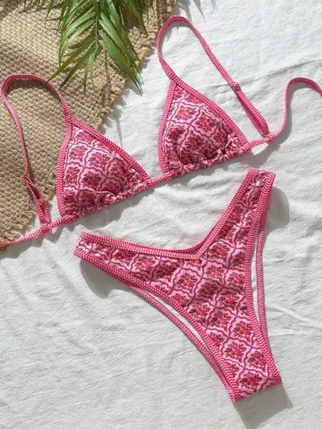 XS - L Floral Print Brazilian Bikini Women Swimwear Female Swimsuit Two-pieces Bikini Set High Cut Bathing Suit Swim Beachwear