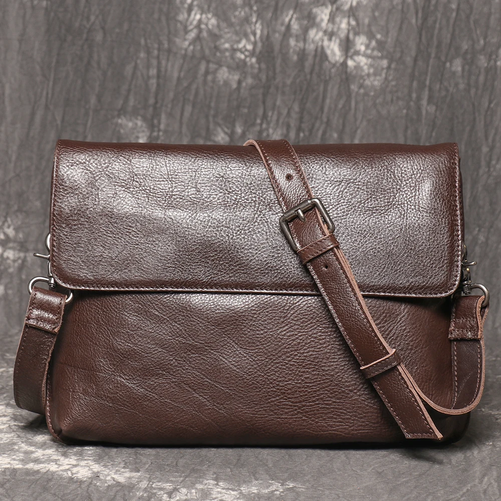 LUOKIR Vintage Echtem Leder Umhängetasche männer Mode Einfache Schulter Messenger Taschen Casual Luxury Klappe Rindsleder Kupplung Tasche – Detail 17