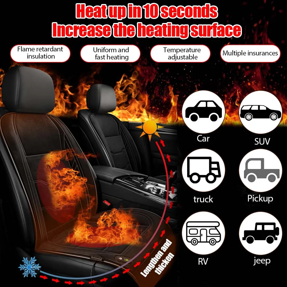 

Car Heated Seat Cushion 12V/24V Universal Heated Car Seat Pad Winter Fast Heating Seat Electric Heating Pad for Car SUV Truck