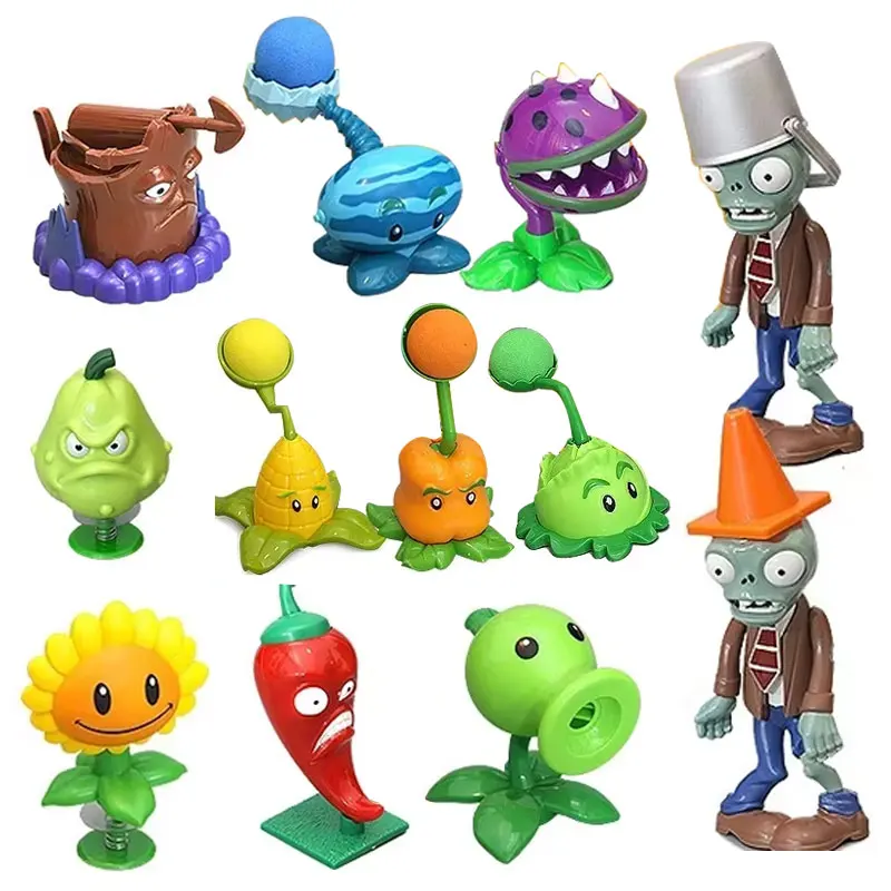 Plants vs Zombies 2 장난감 세트 시리즈, 오리지널 애니메이션 액션 피규어, 소프트 실리콘, 좀비 생일 크리스마스 새해 선물, 남아