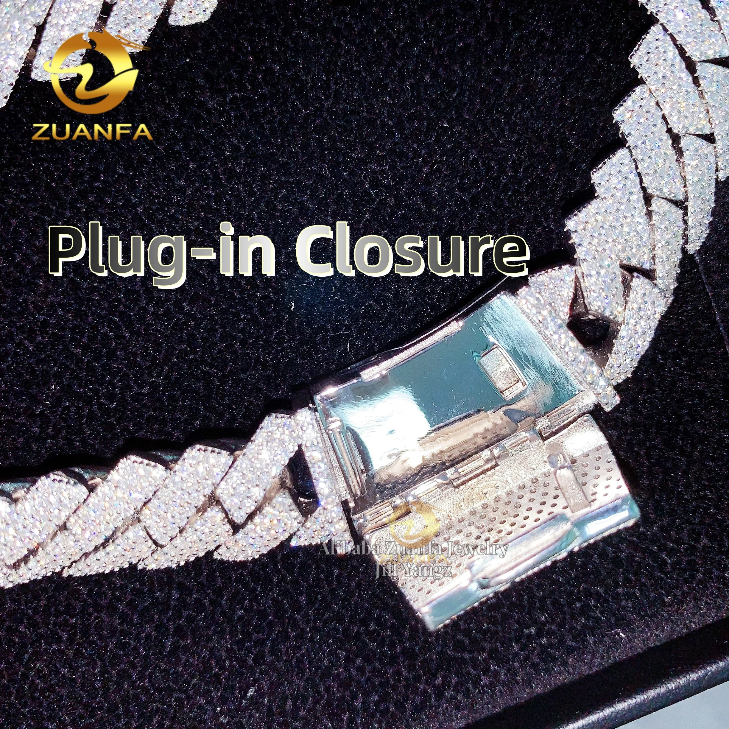 Curved Plug in Ice Box Heavy Thick 15mm GRA Certification Leading Factory Direct Moissanite Cuban Link Chain，