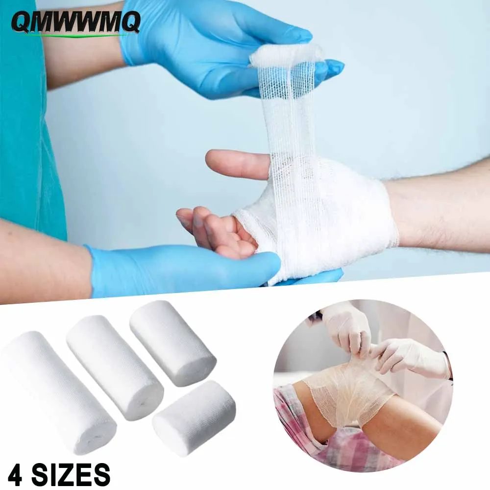 5 Rolls Gauze Bandage Roll with Tape - White Gauze Wrap Breathable Gauze Wrap Used for First Aid Wound Dressing