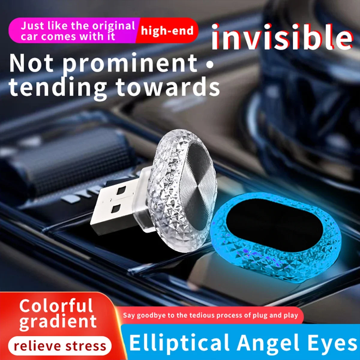 

1/2 шт. автомобильный салонный светильник, светодиодный светильник, мини-USB, декоративный светильник, светильник для окружающей среды, цвет RGB, автомобильные аксессуары, Plug and Play