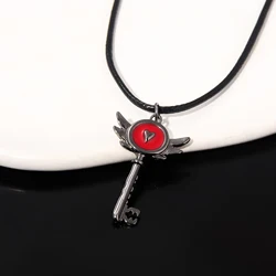 Hazbin Necklace Lover Heart Portal Inspired Key Pendant Hotel Lucifer Alastor Cosplay Necklace for Women Men Choker Jewelry Gift