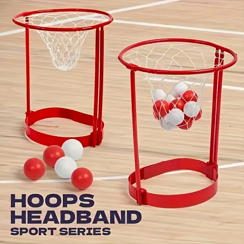 2-teiliges verstellbares Basketball-Stirnband-Wurfspiel-Set mit 20 Bällen – Freisprech-Herausforderungsspiel für Kinder, Familienspiel, interaktives Spielzeug