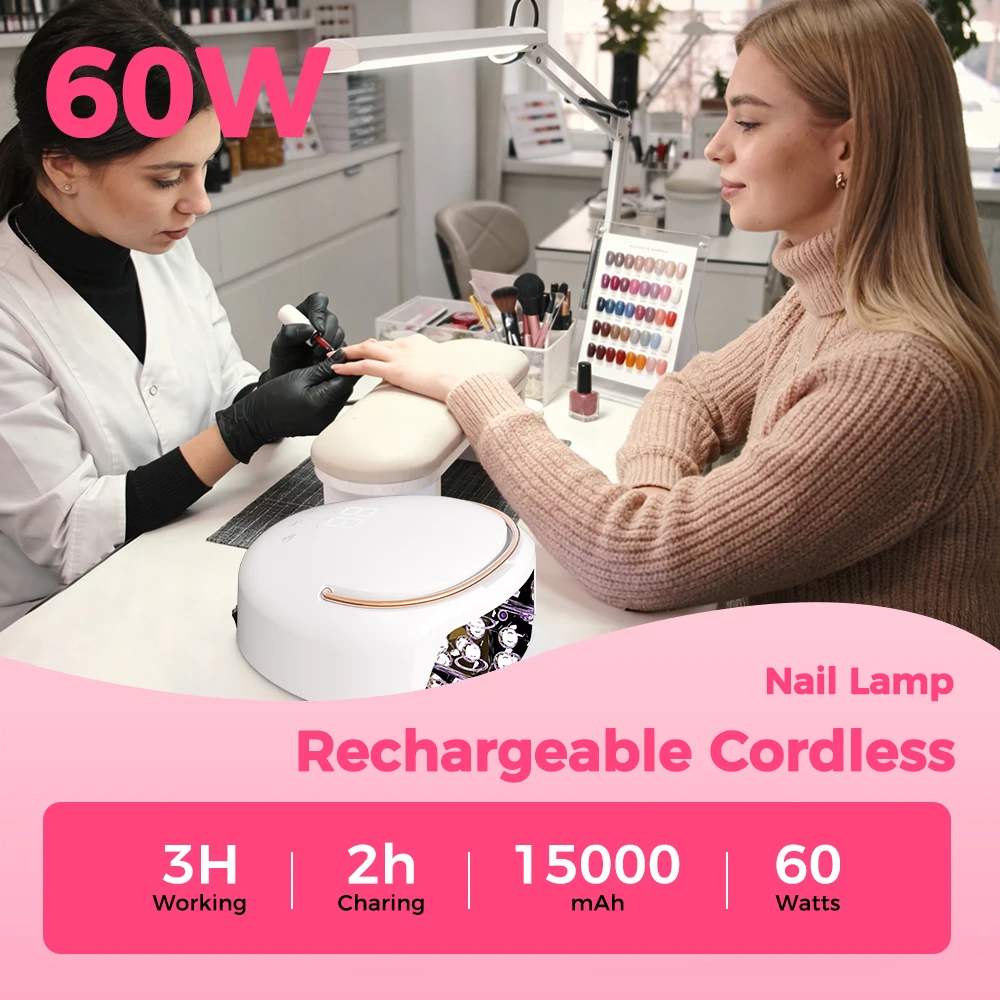 Professional  LED Nail Lamp,  High Efficient Nail Dryer with 4  Timers & Detachable Base Cures All Hard Gel