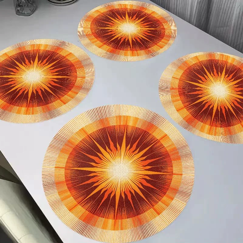 VIKAMA Retro Compass Starry Linen Placemats, Heat Resistant Wear-Resistant for Dining Table Kitchen Decor Washable