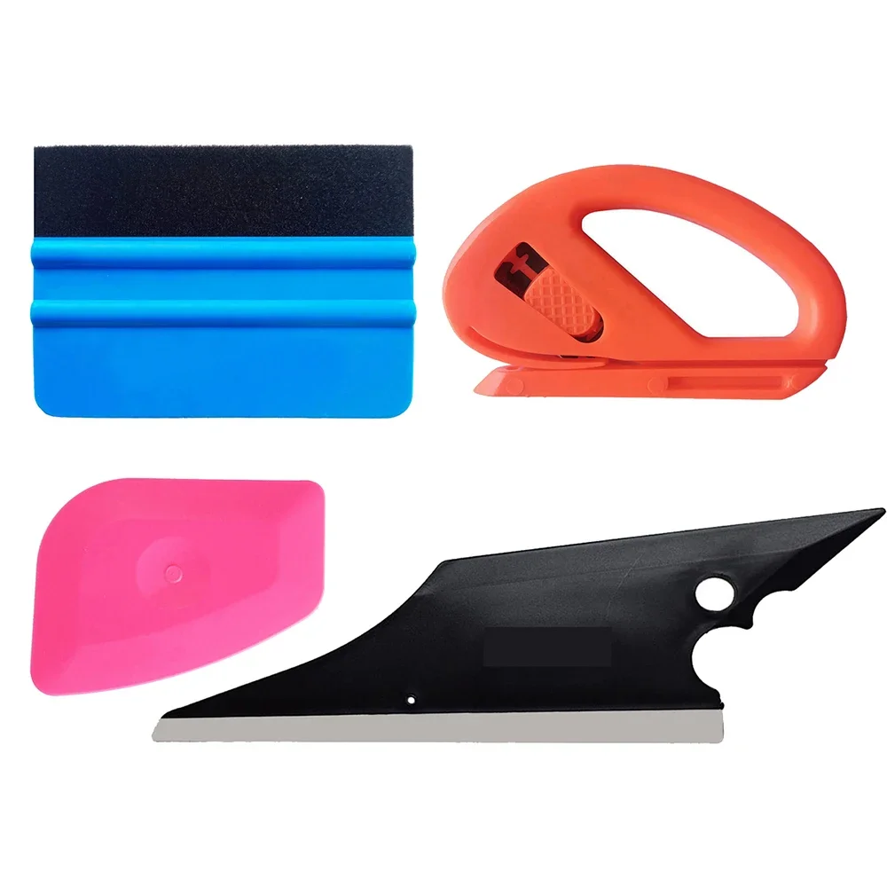 CNGZSY Plastic Felt Edge Squeegee Vinyl Cutter Mini Pink Scraper Gun Shape Rubber Squeegee Window Glass Decal Applicator K71