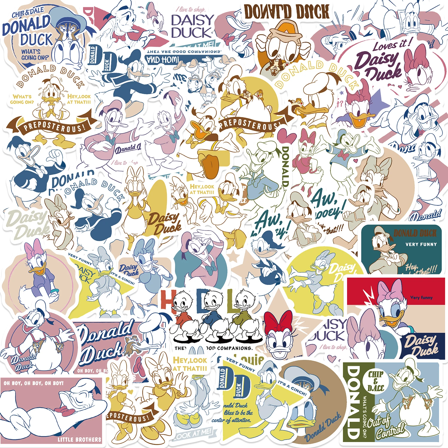 50pcs Disney Cute Cartoon Donald Duck Stickers For Kids Gifts Toys Laptop Phone Scrapbook Diary Luggage Stationery Sticker