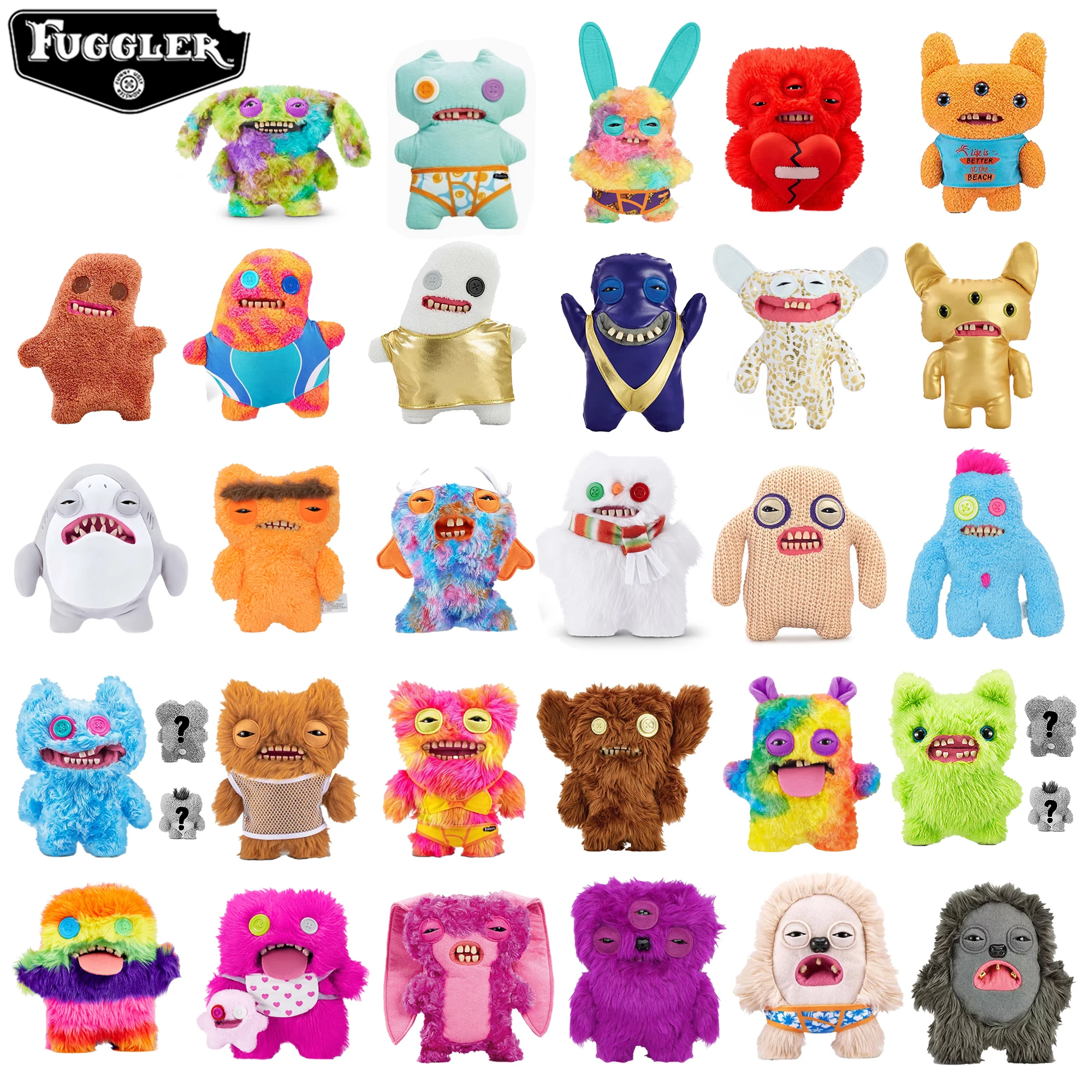 Peluches originales Fuggler Ugly Monster, jouets Fuggs Teeths, animaux en peluche amusants, série Shark Laboratory Misfits Vacay, poupées 22CM