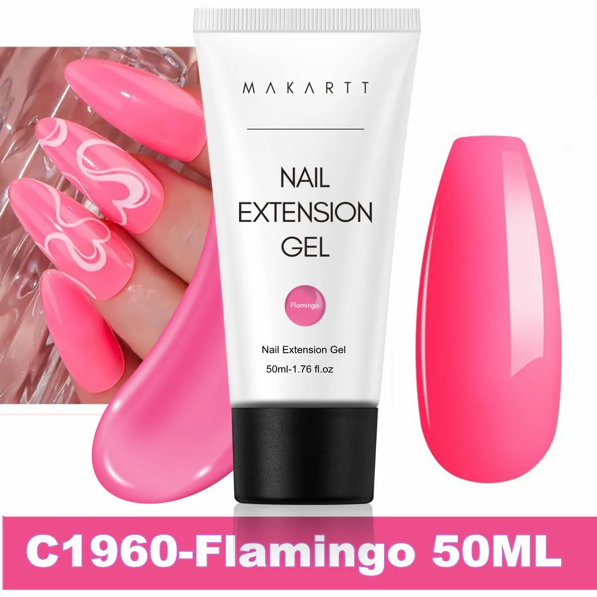 Makartt Poly Nails Acrygel, 50g Transparant/Roze/Nude Nagelverlengingsgel Glitter Builder Nagelgel voor trendy DIY nagelkunst