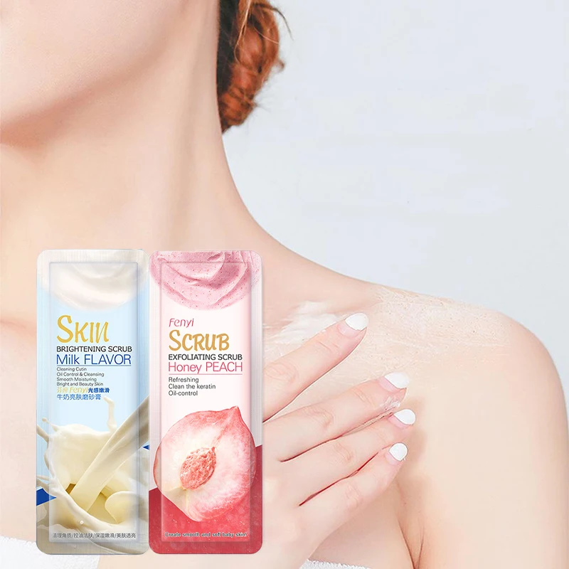 30pcs Peach Scrubs Cream Exfoliating Remove Chicken Skin Soften Cutin Anti-Aging Pore Cleaning Whitening Keep Smooth Body Care