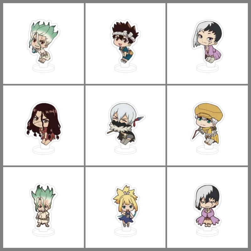 Anime Dr STONE Mini Cute Figure Stand Model Ishigami Senkuu/Ōki Taiju/Chrome/Asagiri Gen Desk Decor Standing Sign Gifts