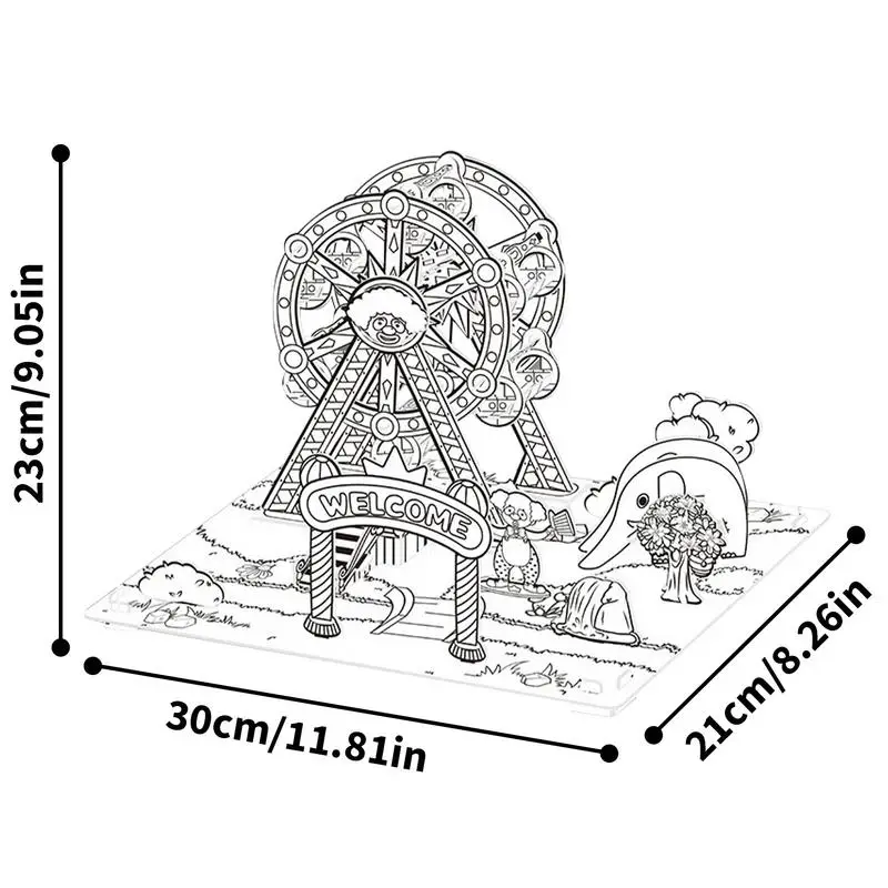 Colorir quebra-cabeças para crianças, parque de diversões, papelão Graffiti Puzzle Multifuncional Inovador, Brinquedos de desenvolvimento precoce