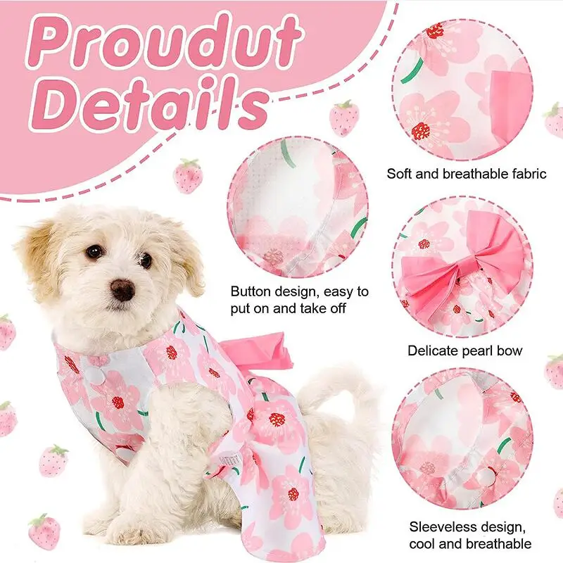 Summer Printed Pet Dog Dress Sling Style Fruit Pattern Puppy Skirt for Small Medium Dogs Clothes Chihuahua Vest Teddy Costumes