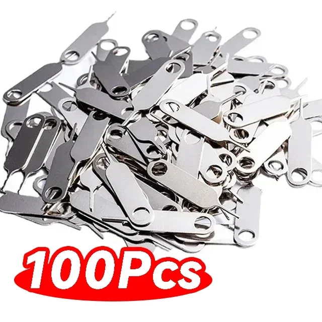 100-1PCS Metal Eject Sim Card Tray Open Pin Key Tool for IPhone 15 SamSung Xiaomi Apple IPad Tablet Universal Removal Needle