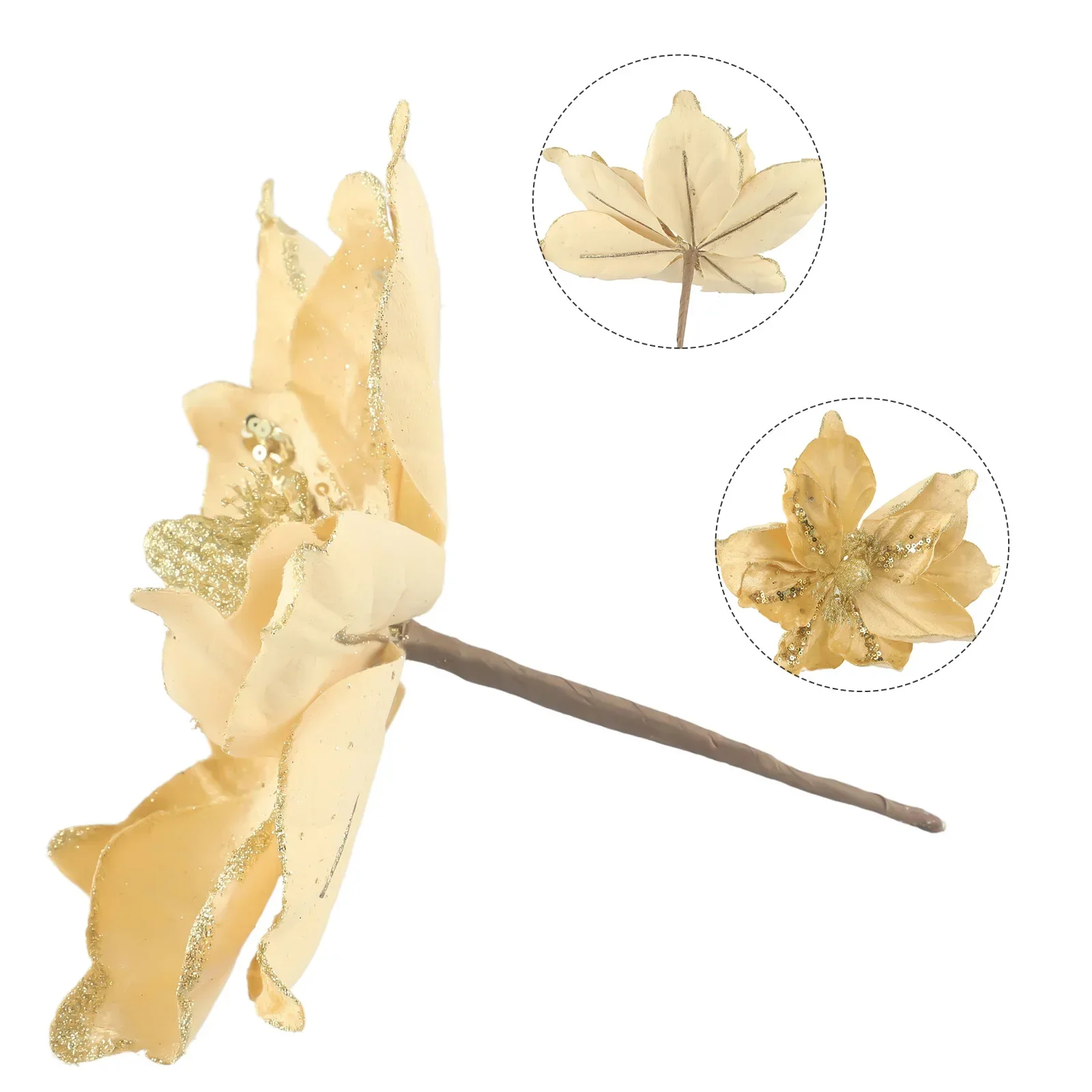 Gancho colgante de purpurina de flores de Navidad, decoración de árbol de fiesta de Navidad, adorno de adorno, decoraciones para el hogar, 1pc