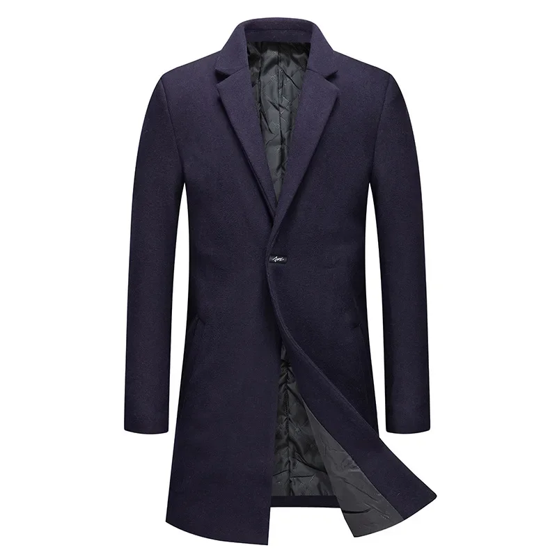 New Winter Men Cashmere Overcoats Business Casual Trench Coats Man Fleece Warm Woolen Blends High Quality Man Long Jackets 4XL