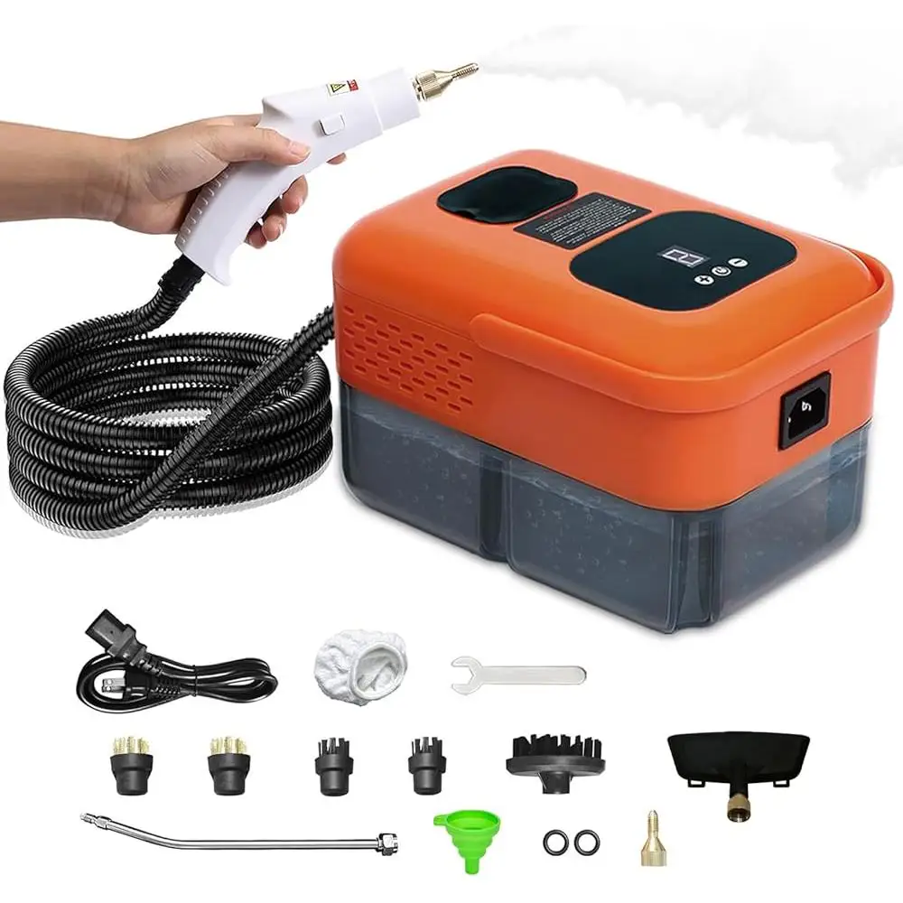 منظف بخار محمول بقوة 2500 وات، جهاز بخار متعدد الأسطح عالي الضغط مع 14 ملحقًا، محمولًا وخاليًا من المواد الكيميائية، للاستخدام المنزلي القوي