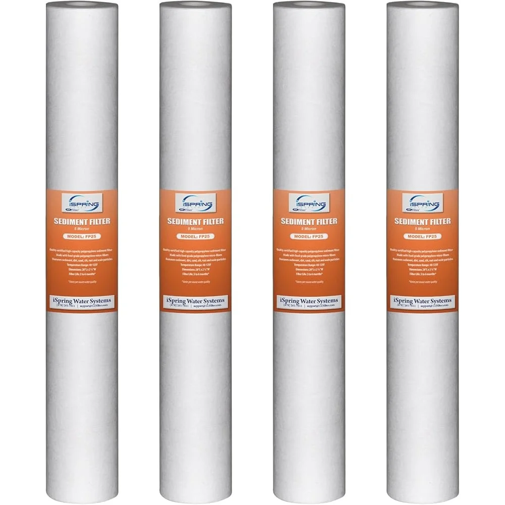 Сменные картриджи для воды большой емкости 20 x 2,5, фильтр для мелкого осада, 5 микрон, 4 упаковки, для домашнего использования в бассейне и спа-салоне