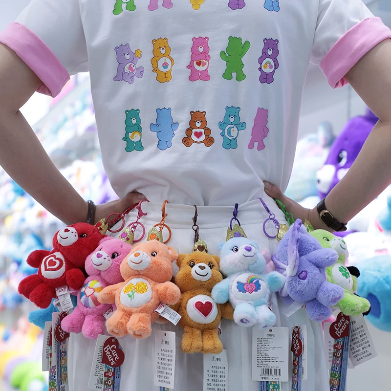 15cm Care Bears Plush Keychain with Butterfly Wings Squeaky Sound Stuffed Bear Bag Pendant Car Ornament Kawaii Cartoon Doll Gift - view 6