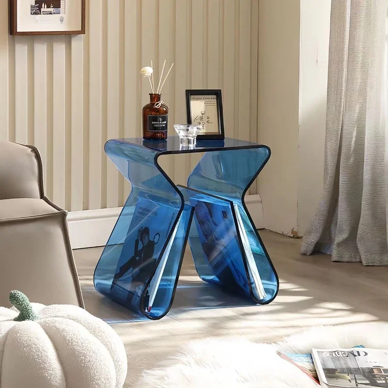 Acrylic Transparent Sofa Side Table, Home Light Luxury Coffee Table, Designer Small Apartment, Minimalist Bedside Table