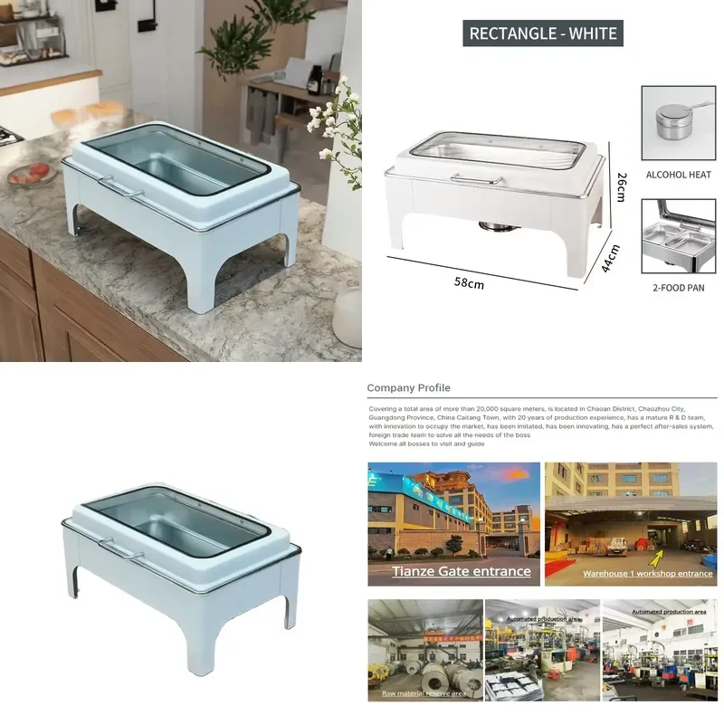 9L Hydraulic Rectangle Chafing Dishes Buffet Catering Stainless Steel Hotel Food Warmer Stove Hotel Buffet Party