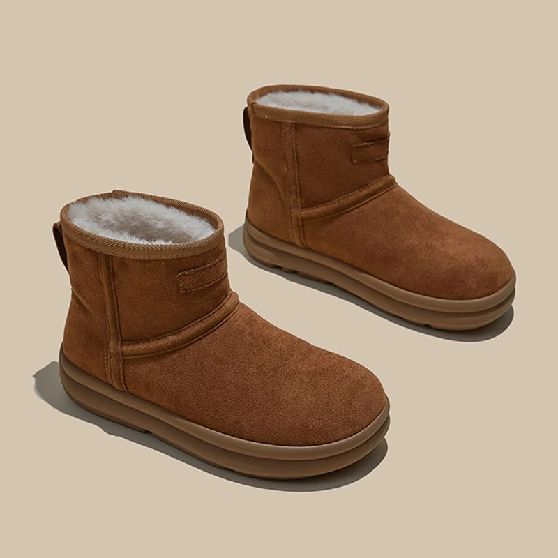 أحذية الثلوج النسائية الجديدة لعام 2025 أحذية نسائية شتوية مسطحة ومريحة بمقاسات كبيرة، أحذية نسائية للدراجات النارية غير قابلة للانزلاق