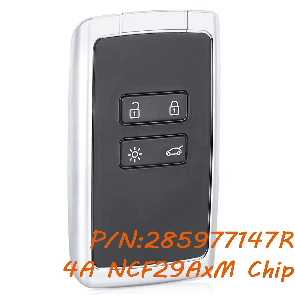 

285977147R для Renault Captur Duster Kadjar Koleos Megane 4, живописный талисман Espace 5 2016 + 4A NCF29AxM чип, умный дистанционный брелок