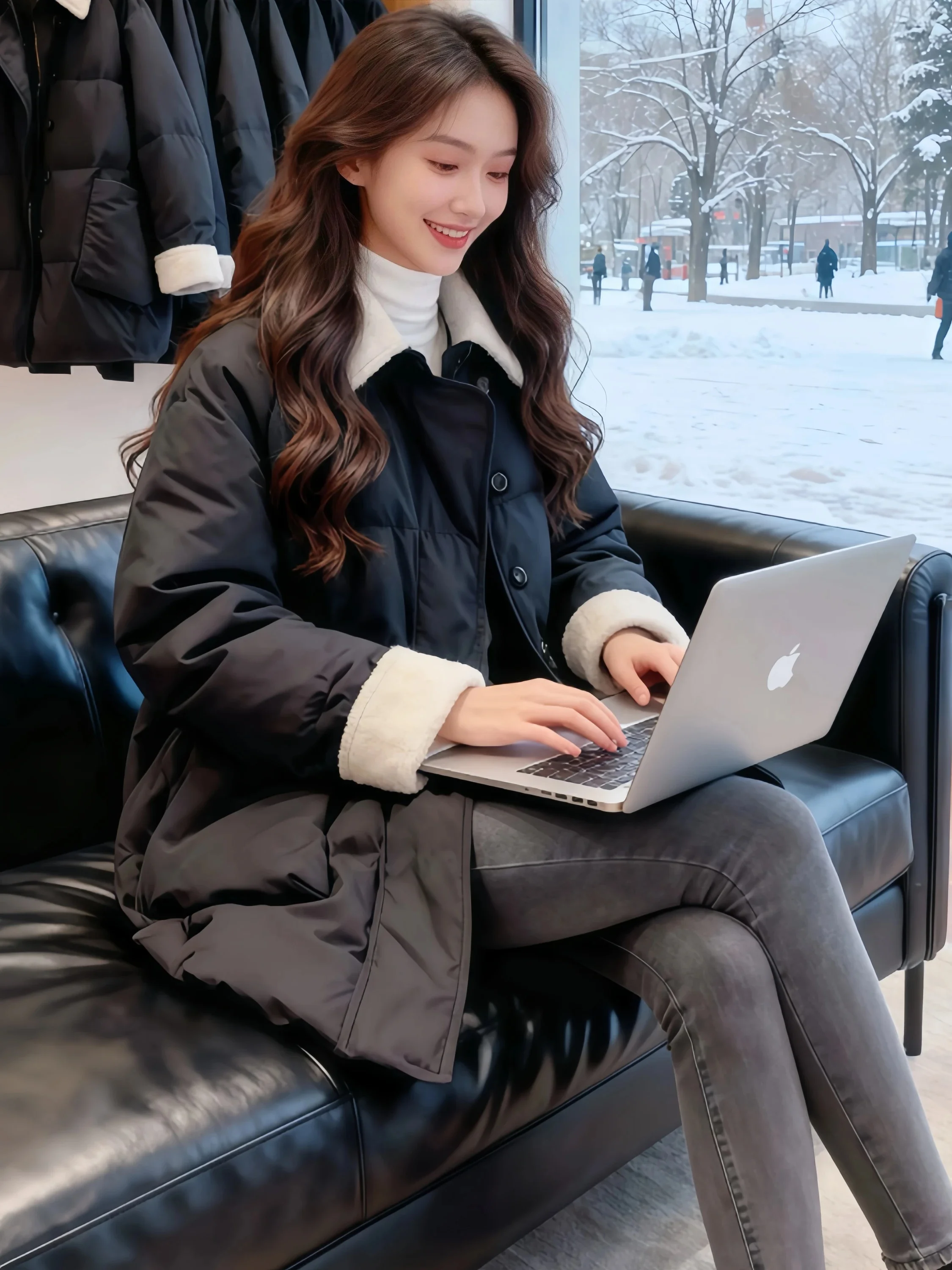 Thickened Cotton Jacket Women's  Collar Coat Unique Beautiful Winter New Arrival Contrast Color Warm Top Quality Material