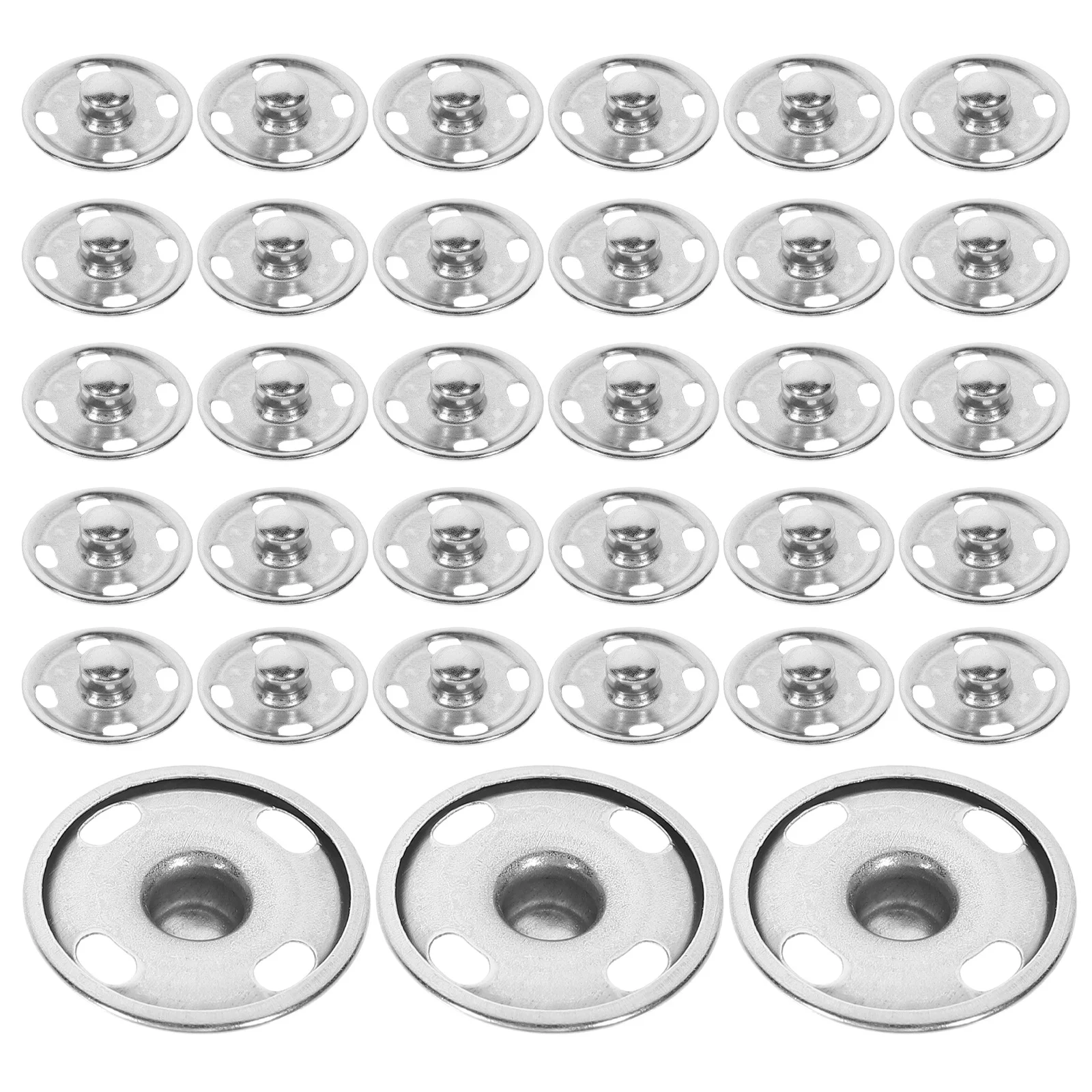 

50 Sets Metal Hidden Snaps Buttons for Clothing Coat Sew Craft Fastener Silver Small Sewing Metal snaps fasteners Widely