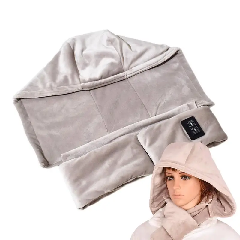 

USB Heating Scarf Neck Heating Pad Rechargeable With Hood Rechargeable Neck Warmer With 3 Heating Levels Soft Warm Neck Pad