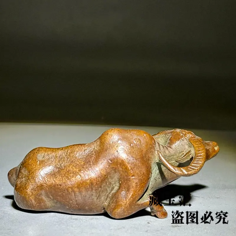 Old Collection Solid Old Crouching Ox Chinese Zodiac Cow Home Living Room Desk Decor Craft Sculpture Niu Qi Chong Tian