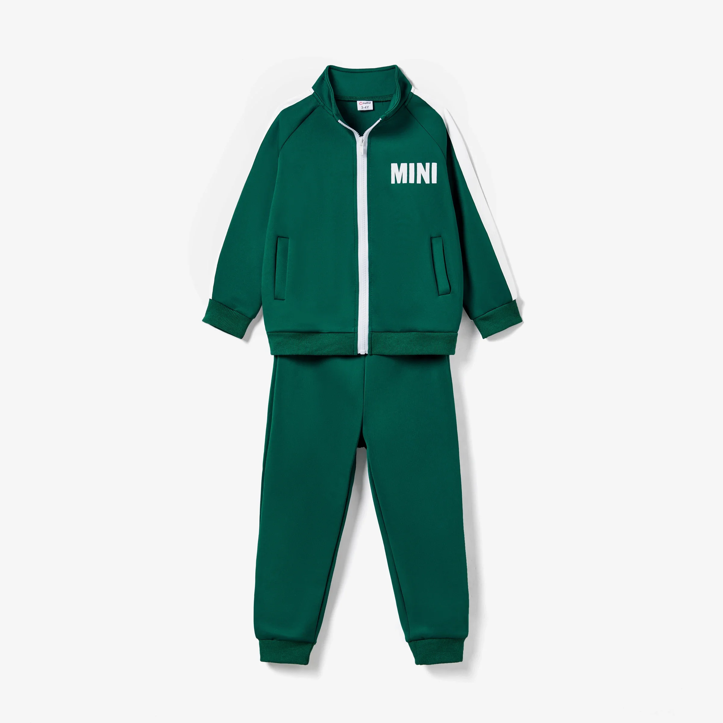 PatPat Family Matching Green Zipper Coat Tops and Pants Tracksuits Sets Soft and Comfortable  Perfect for Outings