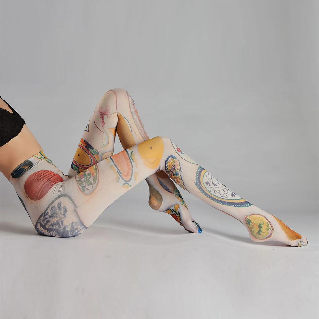 2026 1 قطعة Harajuku الوشم نمط جوارب طويلة الإناث موضة تخزين السراويل الحفلات للنساء جوارب طويلة لوليتا لطيف Kawaii الجوارب