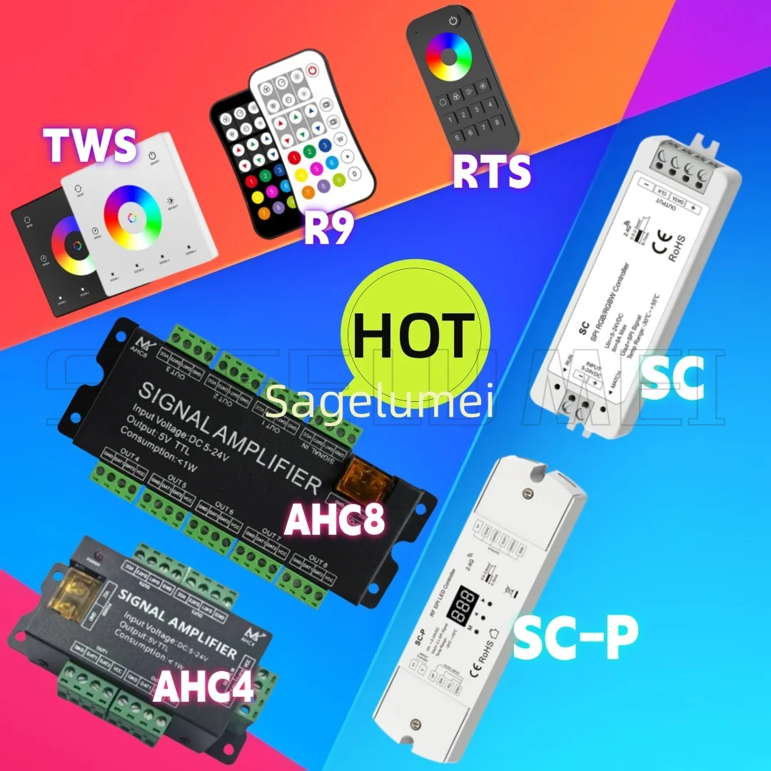 

AHC4/8 SC R9 RTS TWS 5-24V DC Led Strip Controller RF SPI Pixel Controllers For Ws2812 Ws2811 Sk2812 1903 RGB / RGBW LED Strip