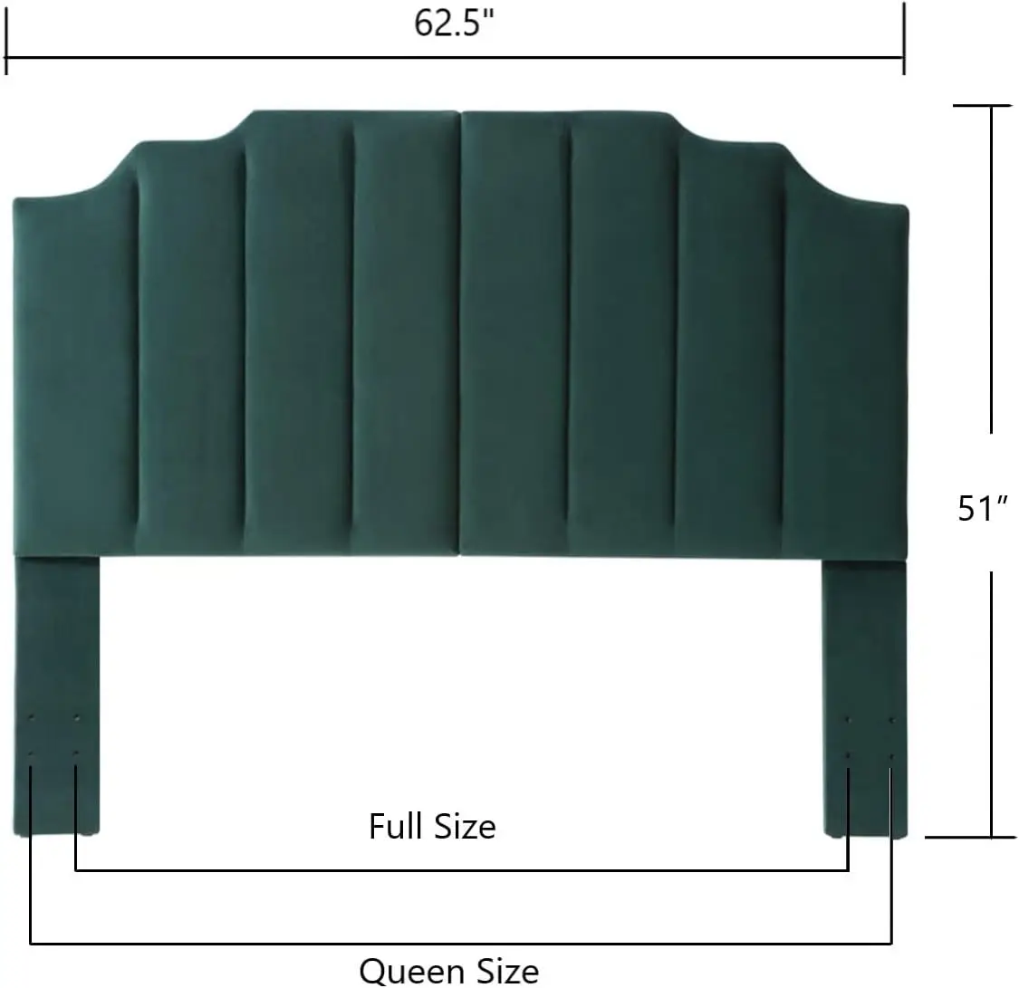 Velvet Upholstered Queen Size Headboard Full Size Headboard,Tufted Headboard for Queen Bed Full Bed,Modern Vertical Channel Desi