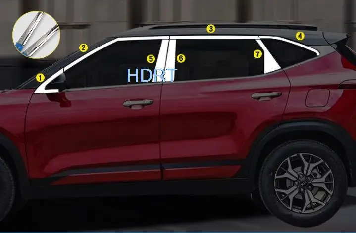 

high quality Stainless Steel Door Window Trims window trim cover trim for KIA Seltos 2020 2021 Car styling