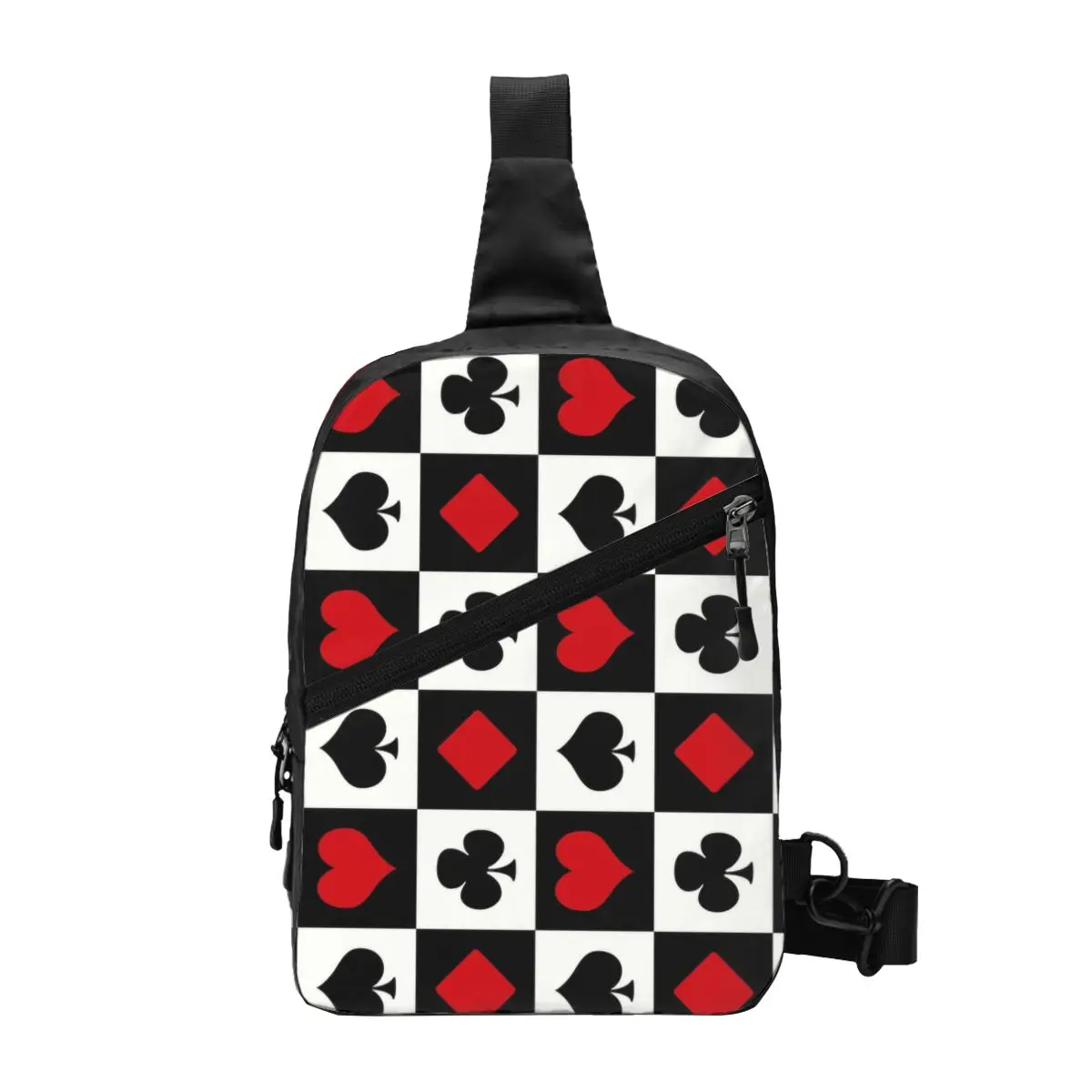 Casual Playing Card Crossbody Sling Backpack Men Game Poker Players Shoulder Chest Bags for Traveling